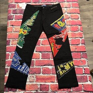 Vibrant Patchwork Skinny Jeans for Men